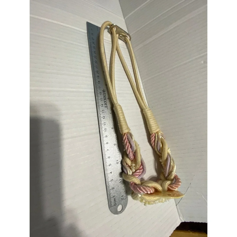 Unbranded Braided Rope Statement Necklace Womens OS Cream Pink Shells Excellent